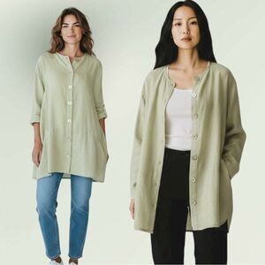 Subtle Tones 100% Linen Lagenlook Oversized Shirt